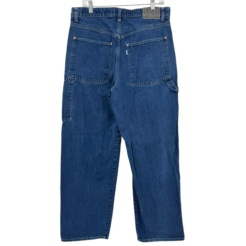 Vintage y2k Mens Levis SilverTab Baggy Skater Carpenter Blue Denim Jeans (34x32)
